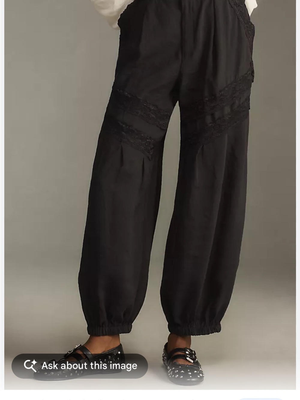 Anthropologie Black Pieced Lace Joggers